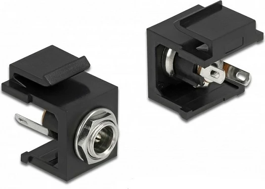 Modul Keystone DeLOCK DC 5.5x2.1mm femër, flat, i zi