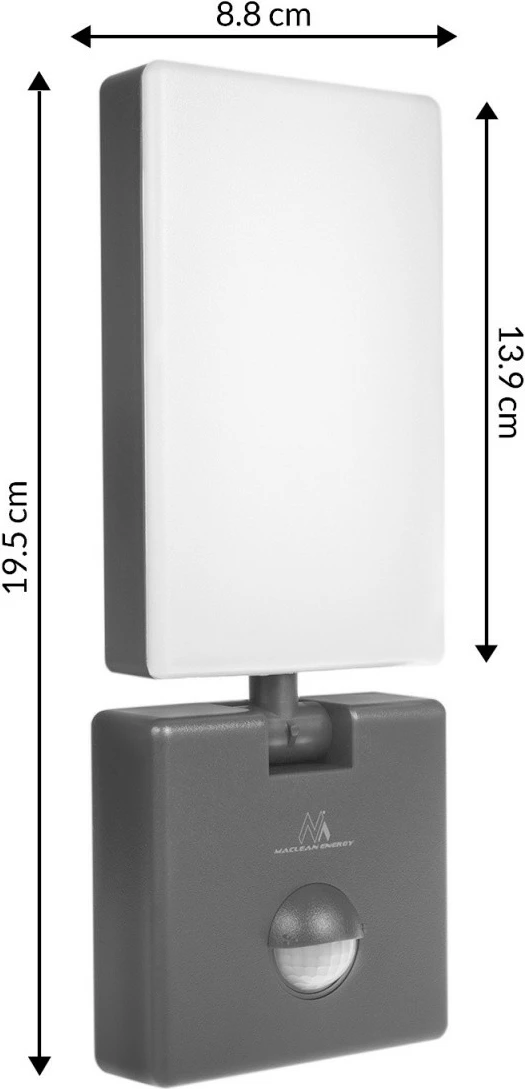llambë LED me sensor lëvizjeje Maclean MCE516GR 10W IP65 4000K 800lm, gri