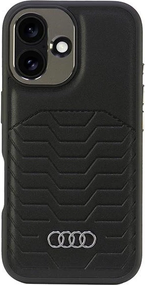Mbështjellës Audi Synthetic Leather MagSafe për iPhone 16 6.1", i zi, hardcase