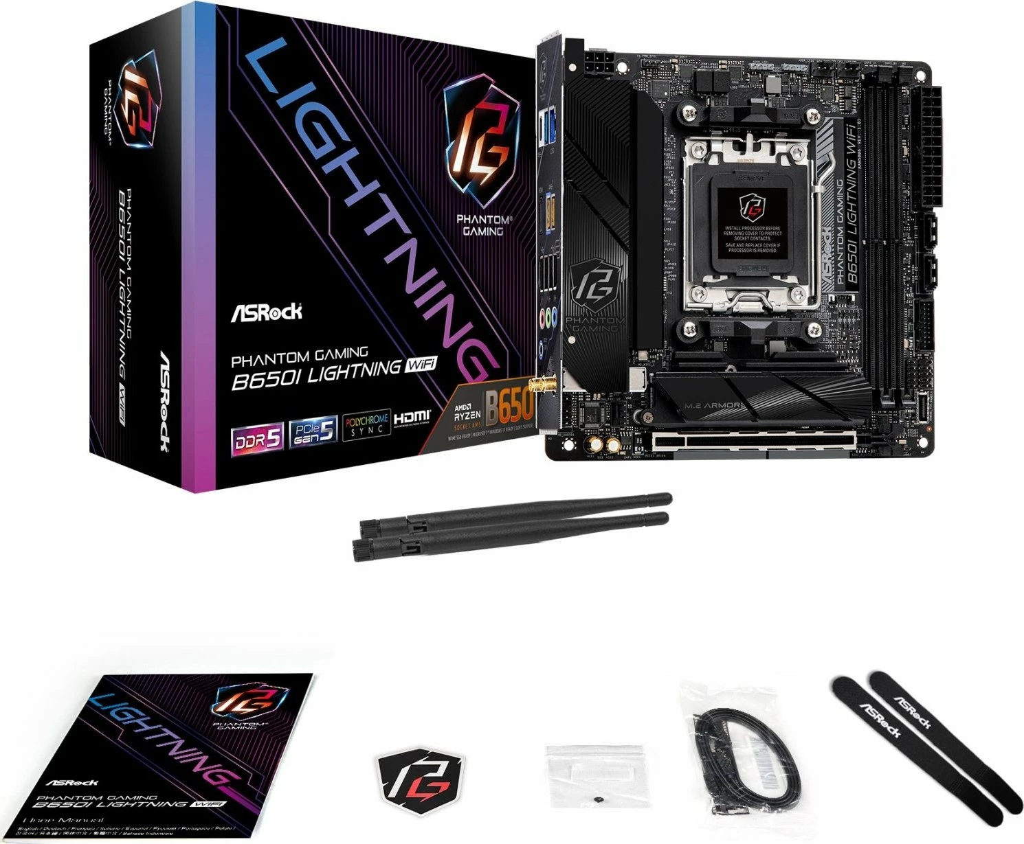 Pllakë amë ASRock B650I Lightning WiFi Mini-ITX, DDR5, Wi‑Fi 6E, 2.5Gb LAN