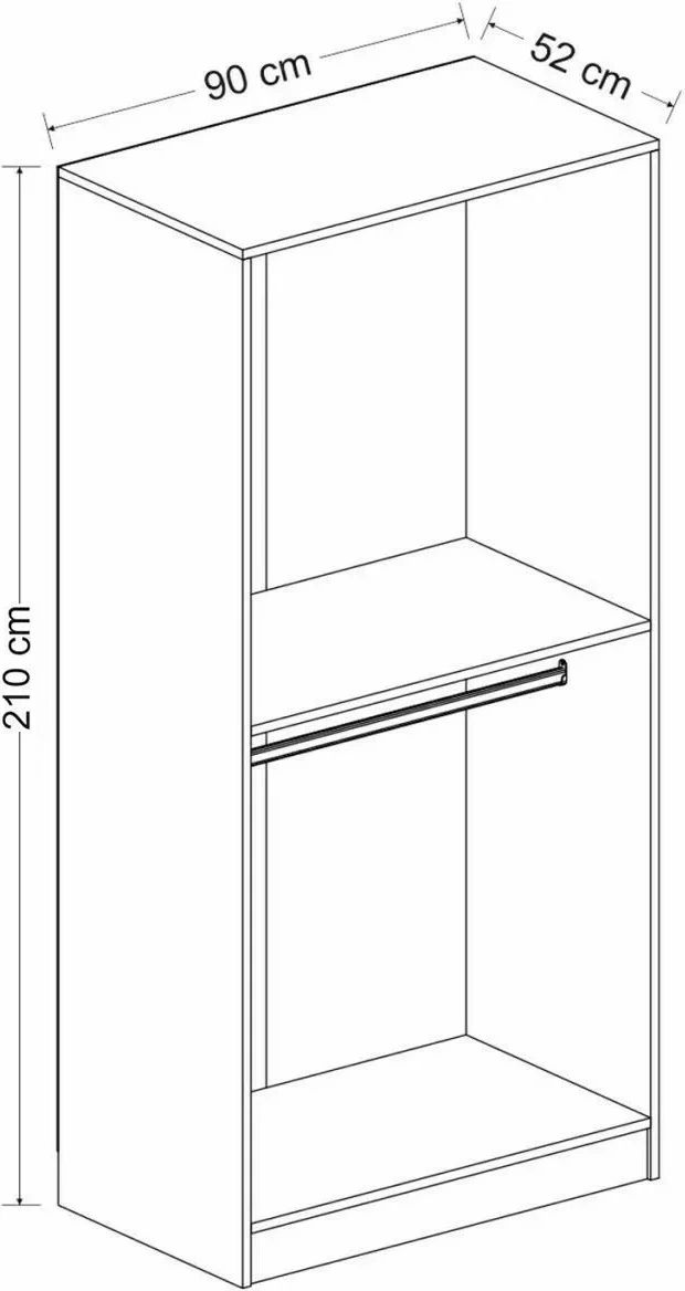 Dollap Hanah Home, xham Kale, ngjyrë antracit, 210cm