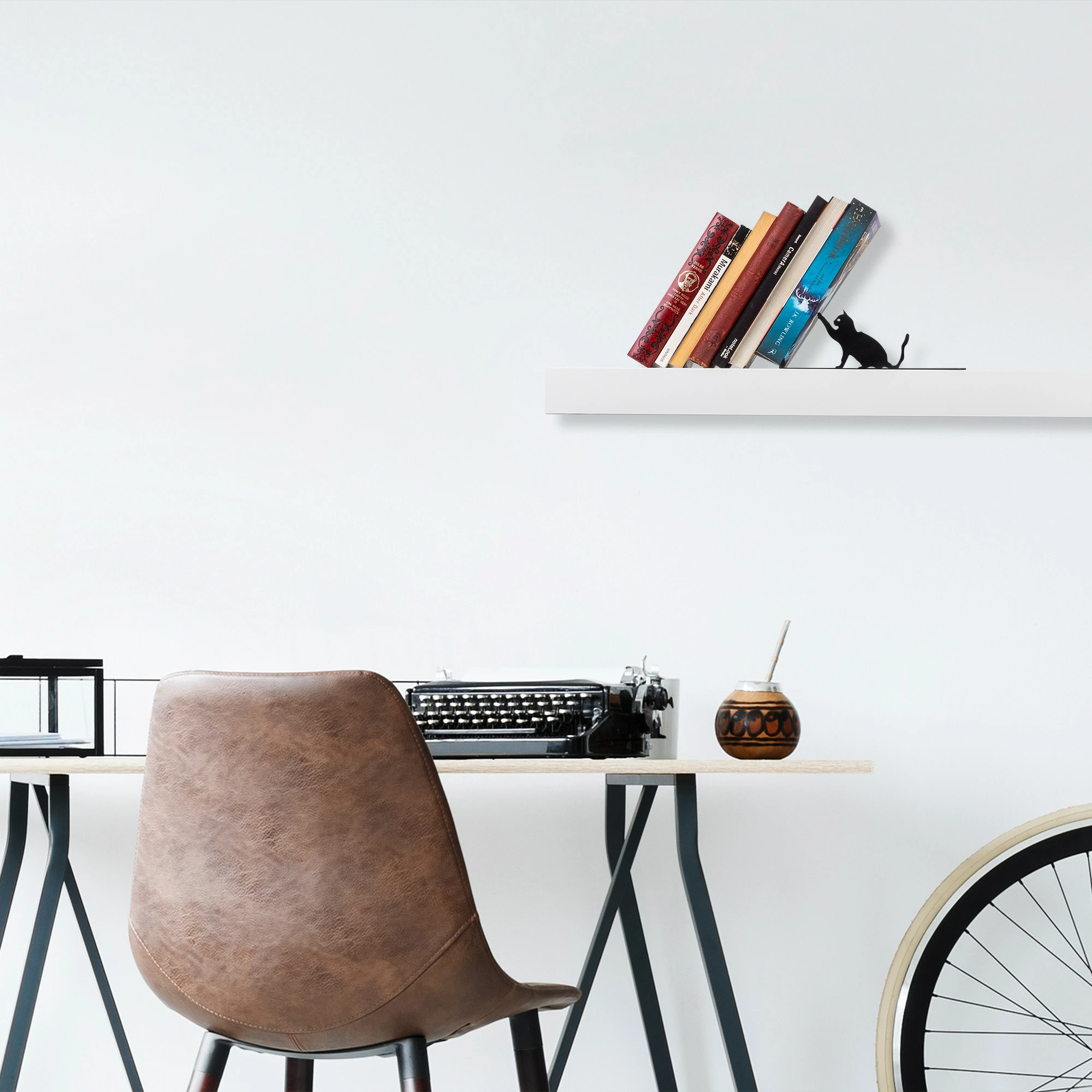 Mbajtës librash metalik, ngjyrë e zezë, Aberto Design, 25.5x12.5x12 cm