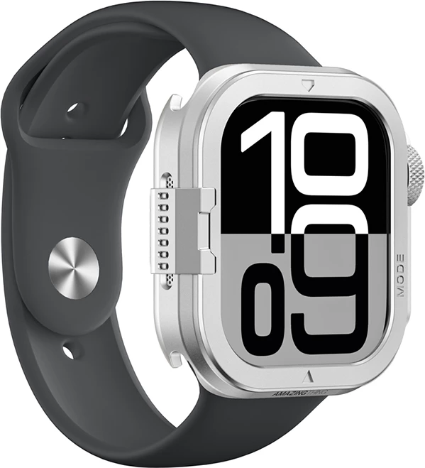 Mbështjellës metalik për smartwatch, AmazingThing Titan Pro, për Apple Watch 11 46mm, aliazh alumini, përfundim mat, silver