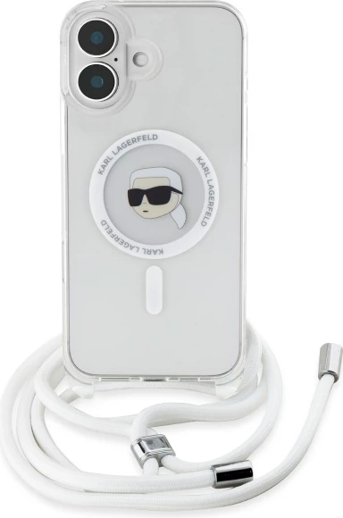 Mbështjellës Karl Lagerfeld Crossbody IML Karl Head MagSafe për iPhone 16, Transparent