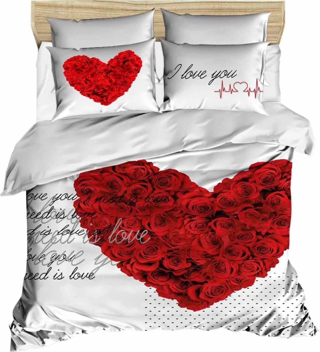 Set mbulesë për jorgan king size, L'essentiel, 196, e kuqe dhe e bardhë