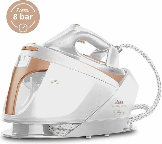 Stacion avulli UFESA Smart Digital Pro 3000W, 8 bar, rezervuar 1.5L, bardhë/rozë ari