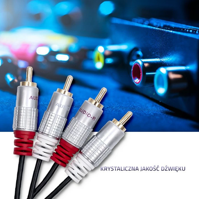 Kabllo audio Qoltec 2xRCA mashkull në 2xRCA mashkull, 3m, e zezë