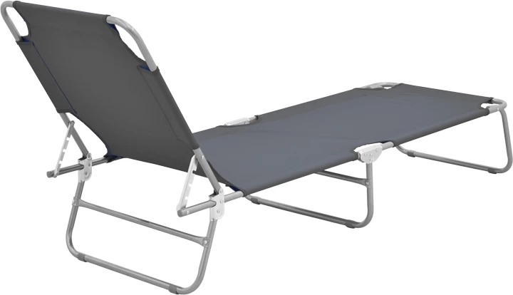 Shezlong metalik-tekstilen për plazh, ngjyrë antracit, 55x185x24cm