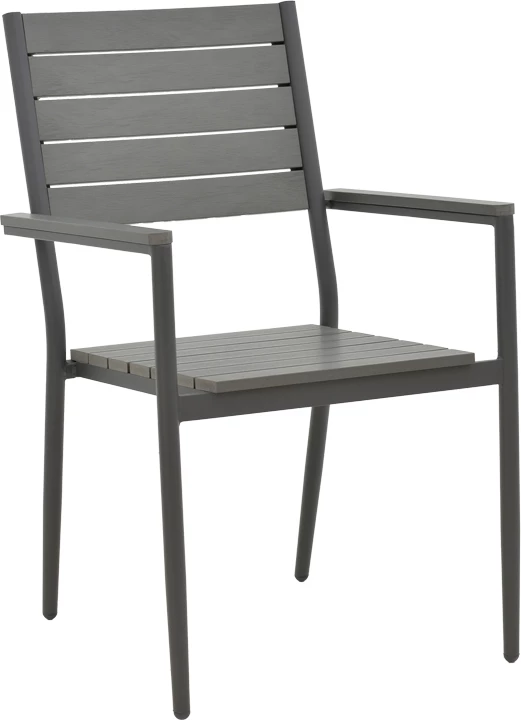 Tavolinë me karrige për terasë Uplift-Kliton, set 5 copë, alumin, plywood, ngjyrë antracit, 80x80x74cm