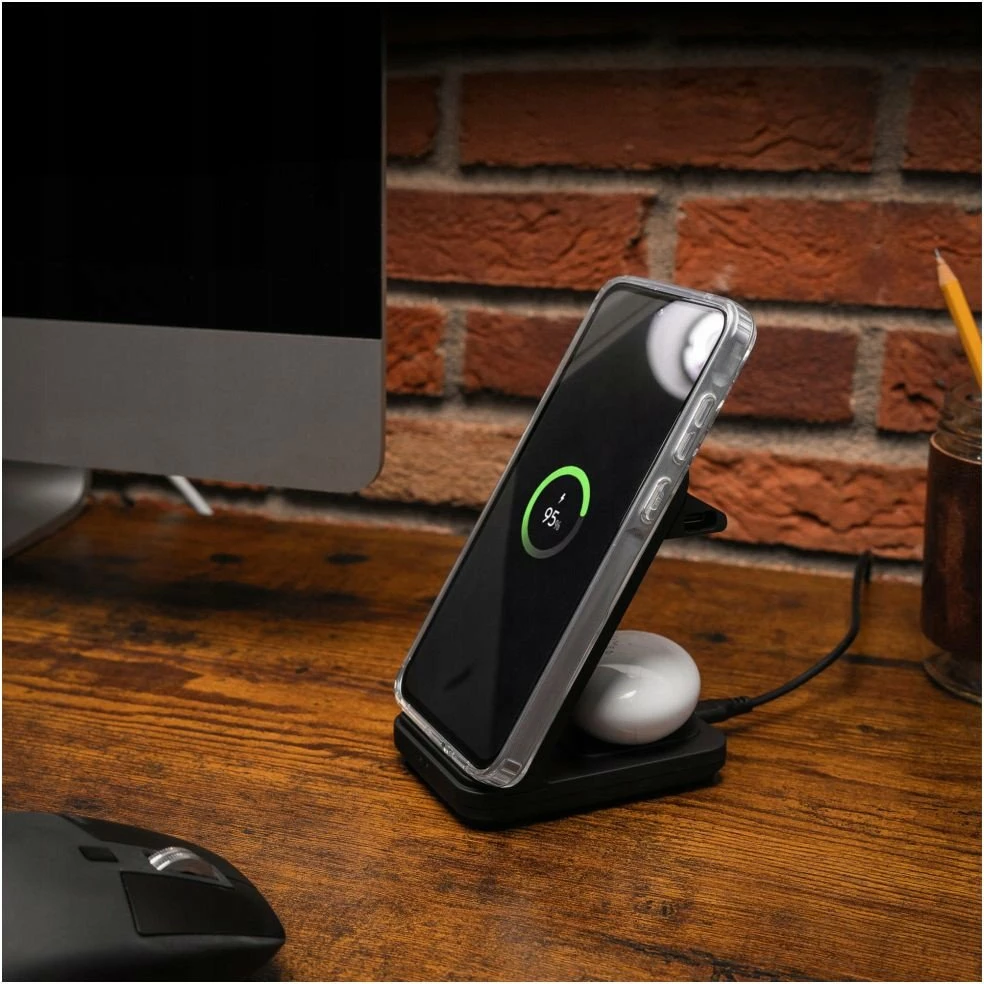 Mbushës pa tela Fixed Powerstation Uni 15W, 2 pajisje, USB-C, i zi