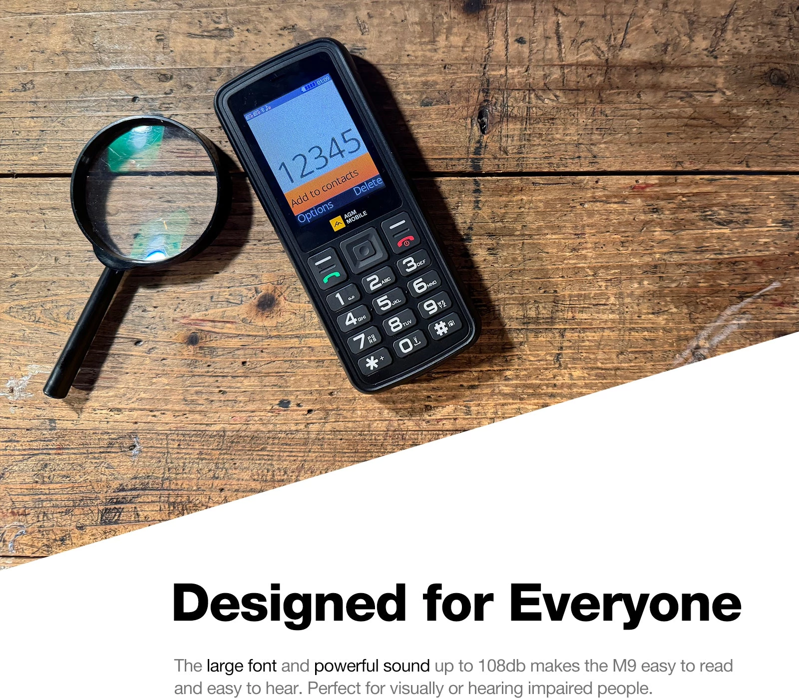 Telefon me taste AGM M9 4G, 2.4\", Dual SIM, IP68/IP69K/MIL-STD-810H, 48MB/128MB, bateri 1000mAh, i zi, paketë