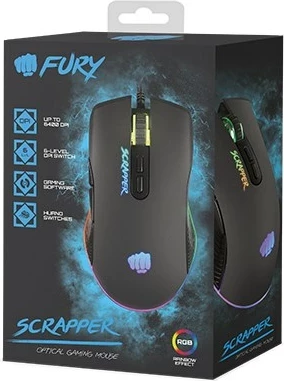 Maus FURY Scrapper Gaming, 6400 DPI, USB, I zi