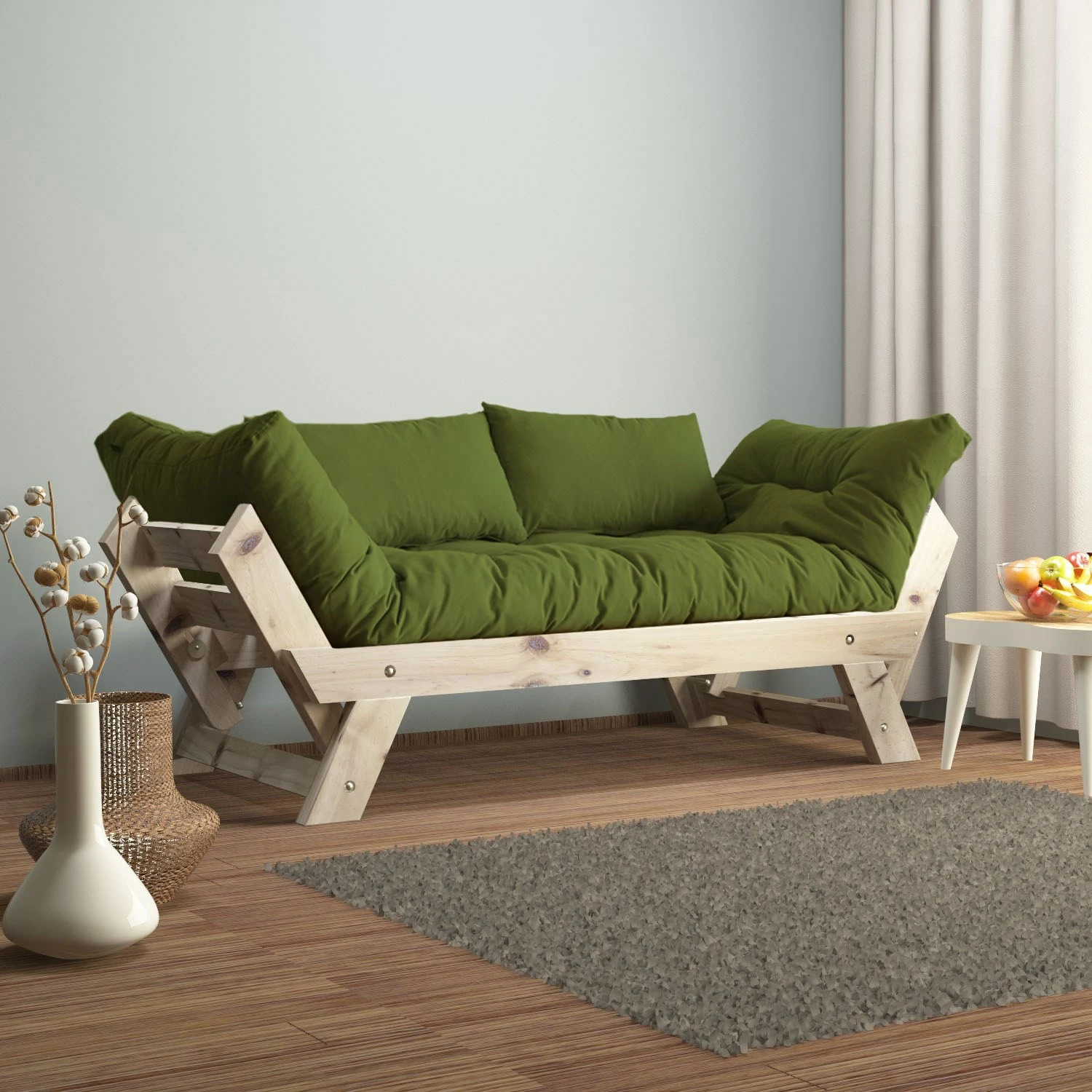 Divan kopshti dy ulëse, Skye Decor, natyral dhe i gjelbër, CPT8112-210