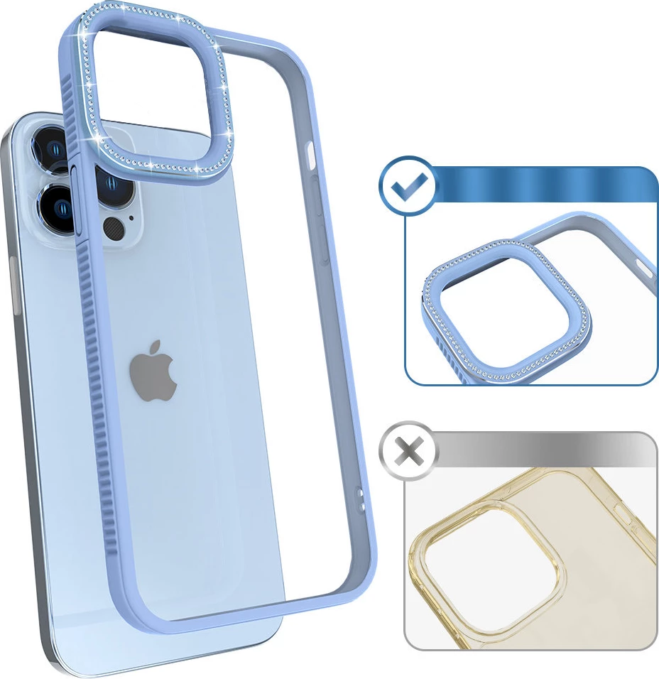 Mbështjellës Kingxbar Sparkle Series për iPhone 13 Pro Max, me kristale, Blu