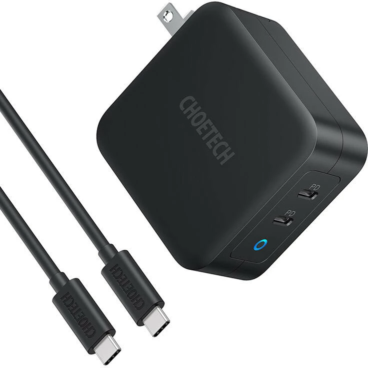 Kasë karikimi Choetech PD6008, 2x USB-C, 100W, GaN, e zezë