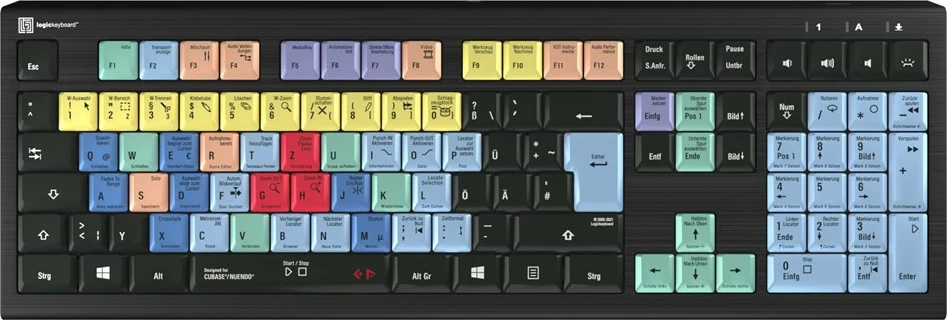Tastierë LogicKeyboard Cubase/Nuendo Astra 2 DE për PC, me taste të ngjyrosura