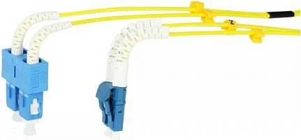 Kabllo fibër optike Synergy21 S217031, OS2 single-mode, 1 m, 2x LC në 2x SC, duplex, e verdhë/blu