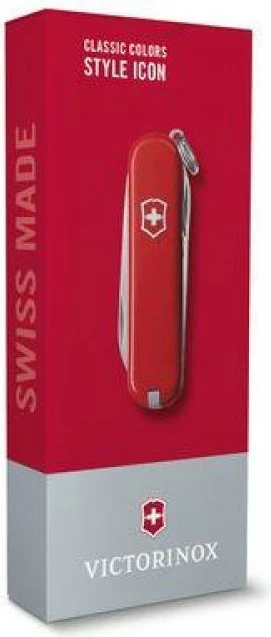 thikë xhepi multitool, Victorinox Classic SD (0.6223.3G), kompakte 58 mm, me gërshërë e lima thonjsh, e kuqe