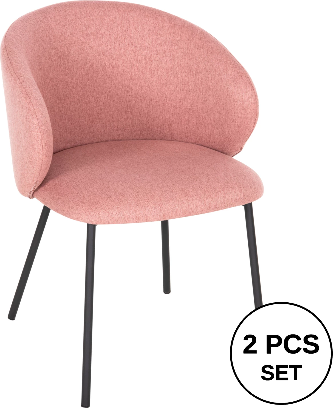 Karrige ngrënieje ISIAH FH9615.02, pëlhurë rozë e zbehtë, këmbë metalike të zeza, 56x56x76H cm., set prej 2 copë