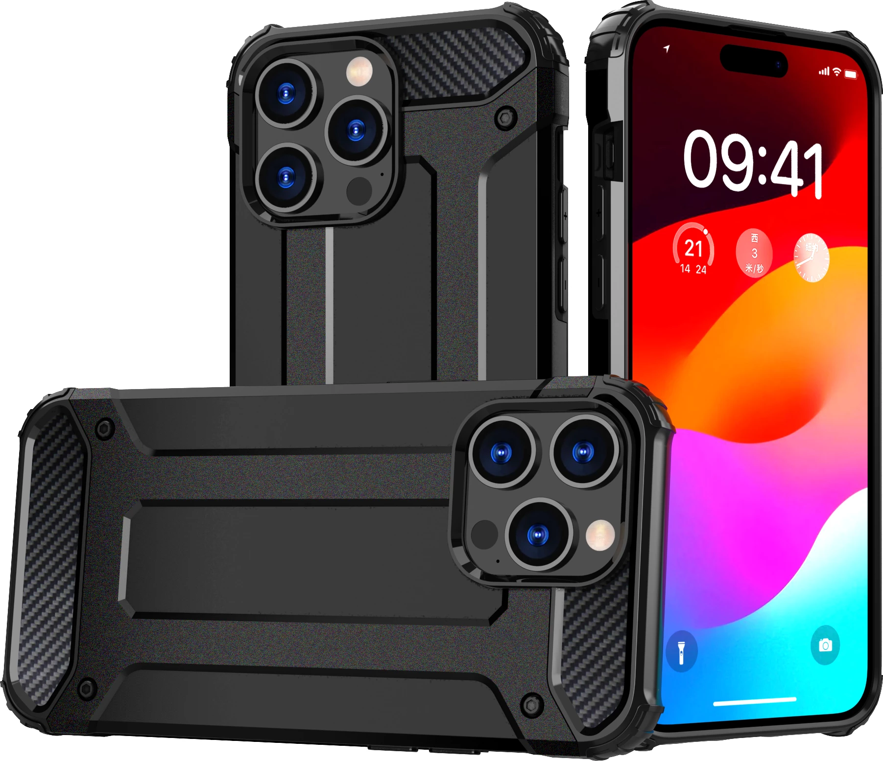 Mbështjellës Hurtel Hybrid Armor për iPhone 15 Pro, i zi