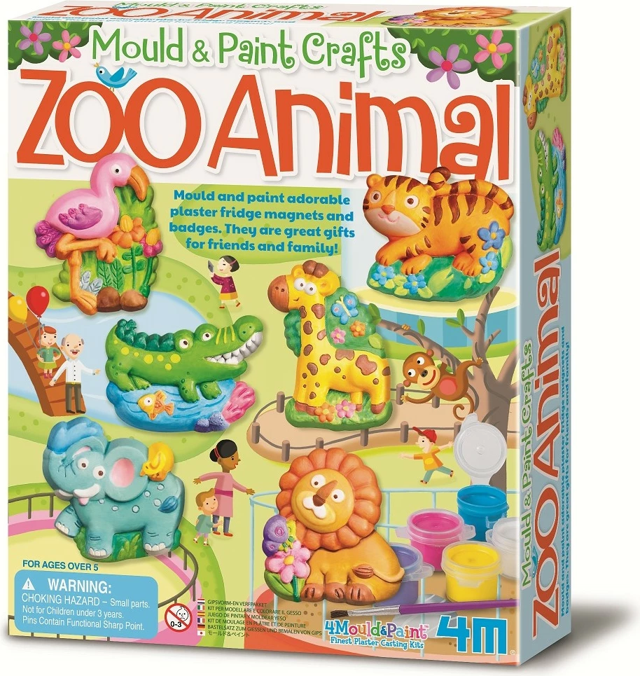 Set kreativ 4m për gips figura Zoo Animal, shumëngjyrësh