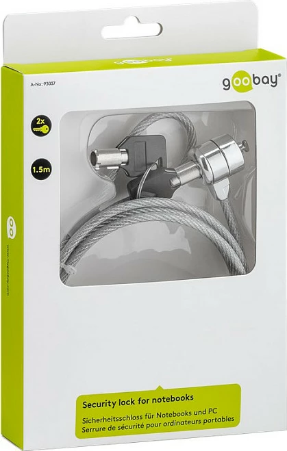 Dry sigurie për laptop Goobay, kabllo 1.5m, Kensington, me 2 çelësa