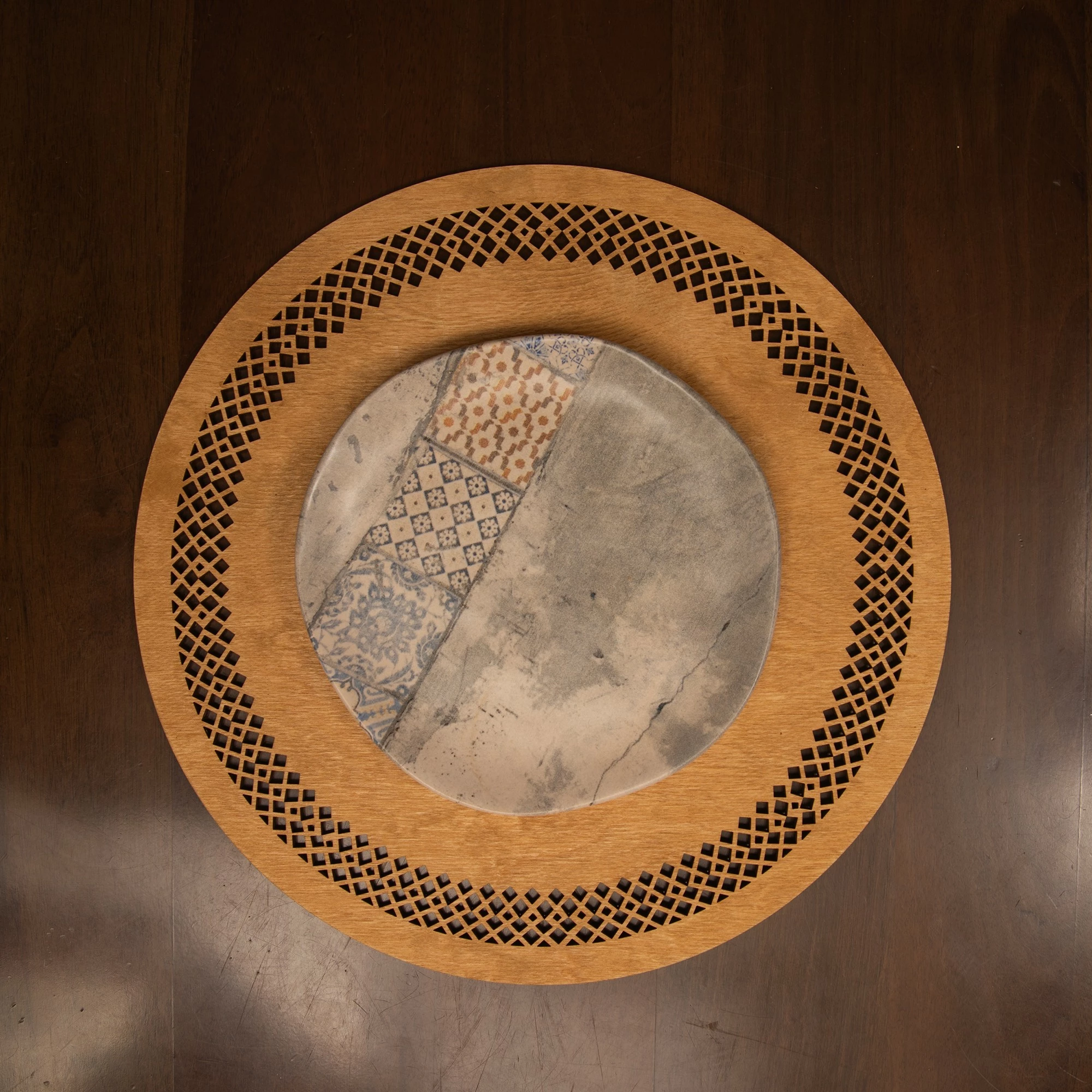 Set nënshtruesish tavoline prej druri, Hermia, Selçuk, ngjyrë mjaltë (6 copë)