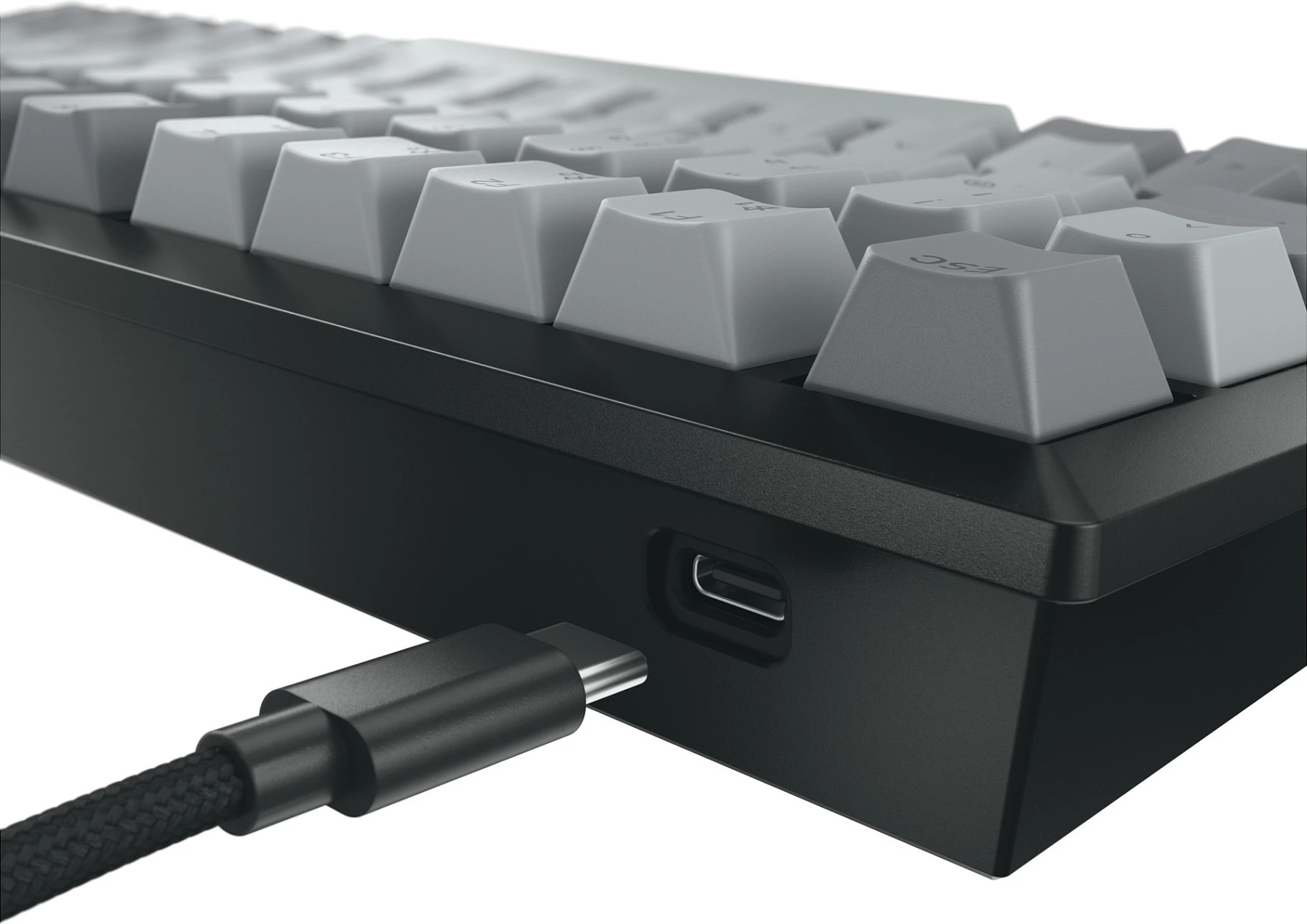 Tastierë mekanike Cherry KW 300 MX, 75%, USB-C + Bluetooth 5.2, QWERTZ, LED e bardhë, Hot-swap, e zezë/gri