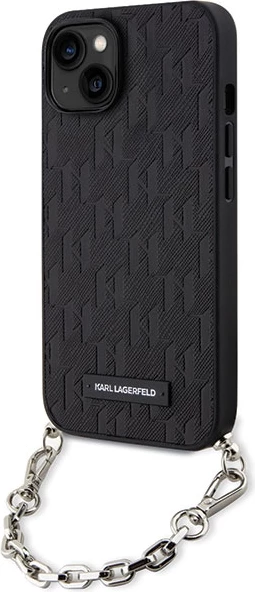 Mbështjellës Karl Lagerfeld KLHCP14SSACKLHPK për iPhone 14 6.1", zinxhir, e zezë