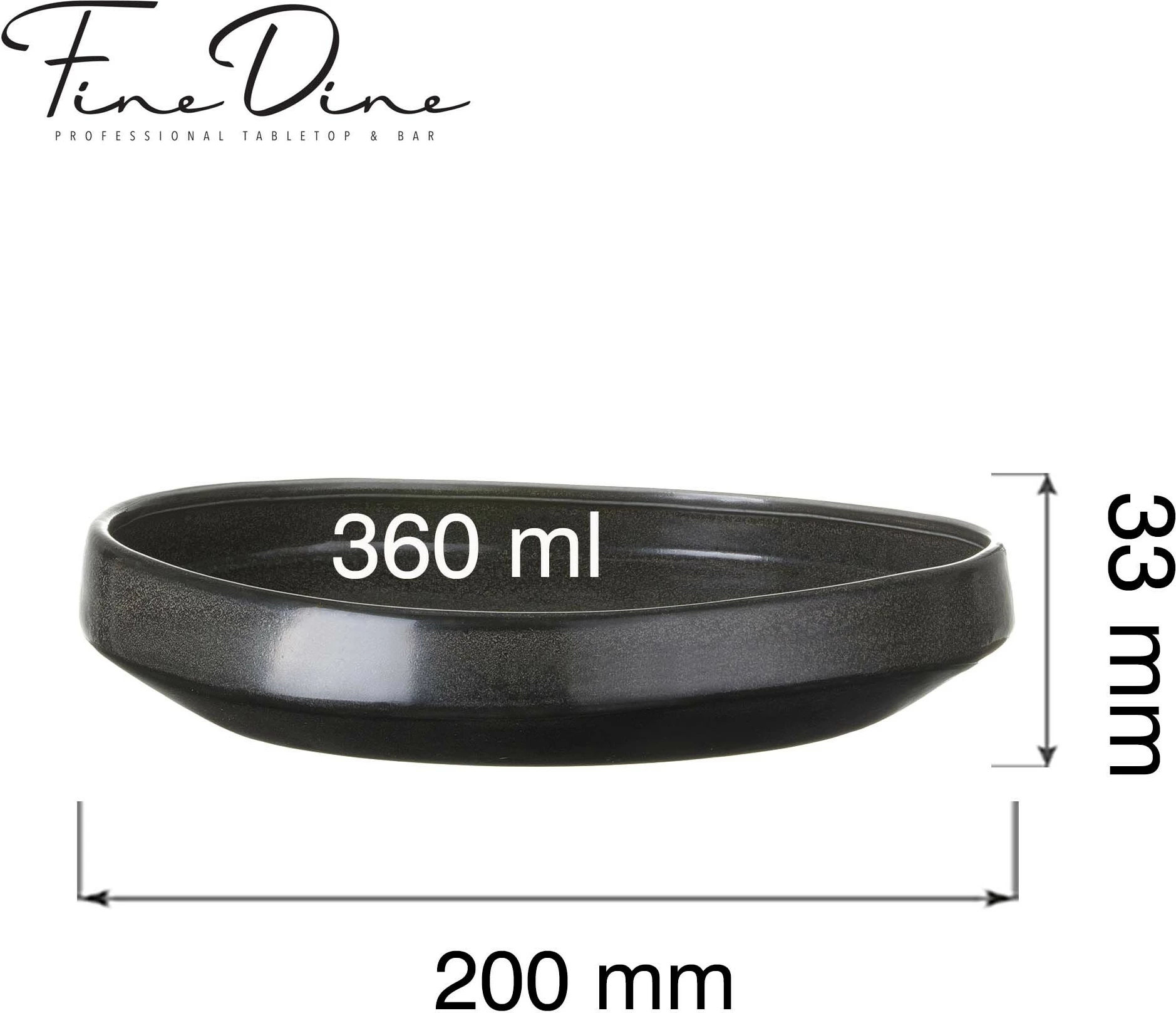 Pjatë gourmet Fine Dine Onyx 200 mm, set 3 copë, e zezë