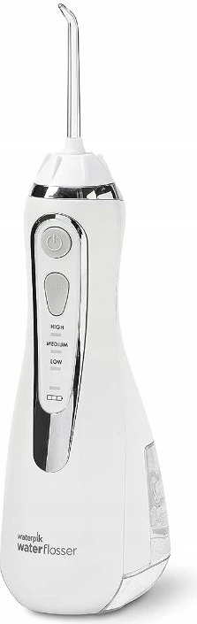 Irigator dentar Waterpik WP-580 Cordless Advanced 2.0, rezervuar 207 ml, bateri deri 45 min, 3 nivele presioni, 4 maja, i bardhë