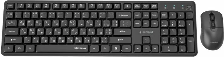 Tastierë dhe mi wireless Gembird Silent Key Pro Business, e zezë, RU layout