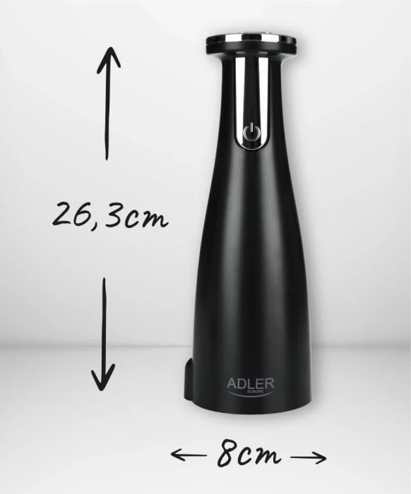 mulli elektrik kripë/piper Adler AD4449b, 3 grirës të ndërrueshëm, 150 ml, USB-C, mat i zi, set