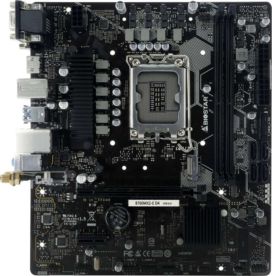 Pllakë amë Biostar B760MX2-E D4, Intel, LGA 1700, DDR4, mikro ATX