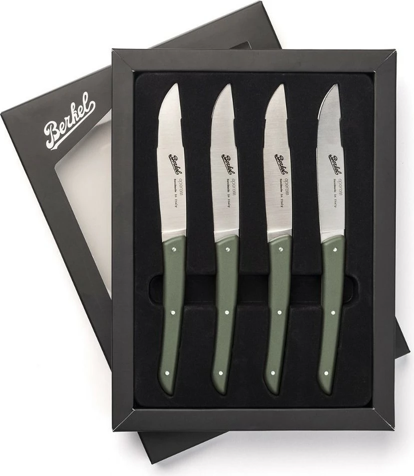 Thikë bifteku Berkel KCO4SW11SROBL, 11 cm, 4 copë, Inoks, Dorezë e gjelbër