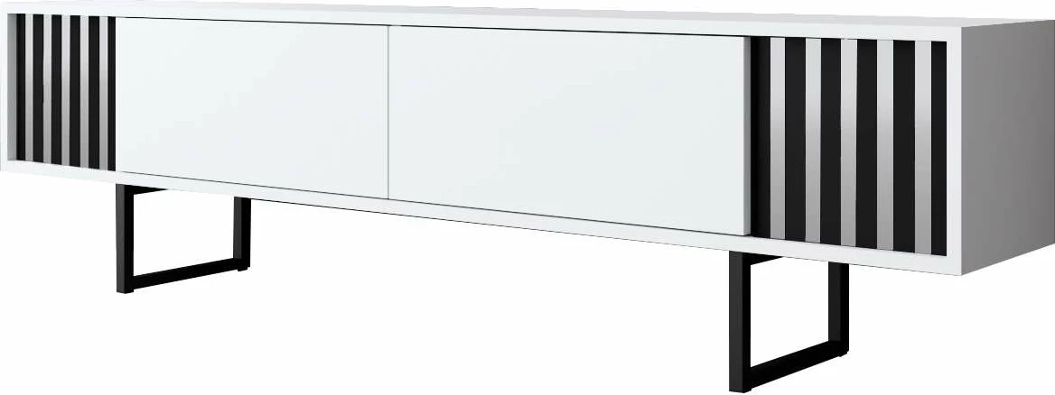 Komodë TV Hanah Home, Chrome Line, e bardhë dhe e zezë