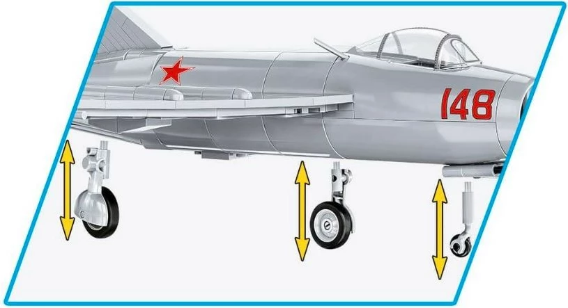 Set blloqesh Cobi Klocki MiG-15 Fagot, 504 pjesë, gri, me figurë piloti