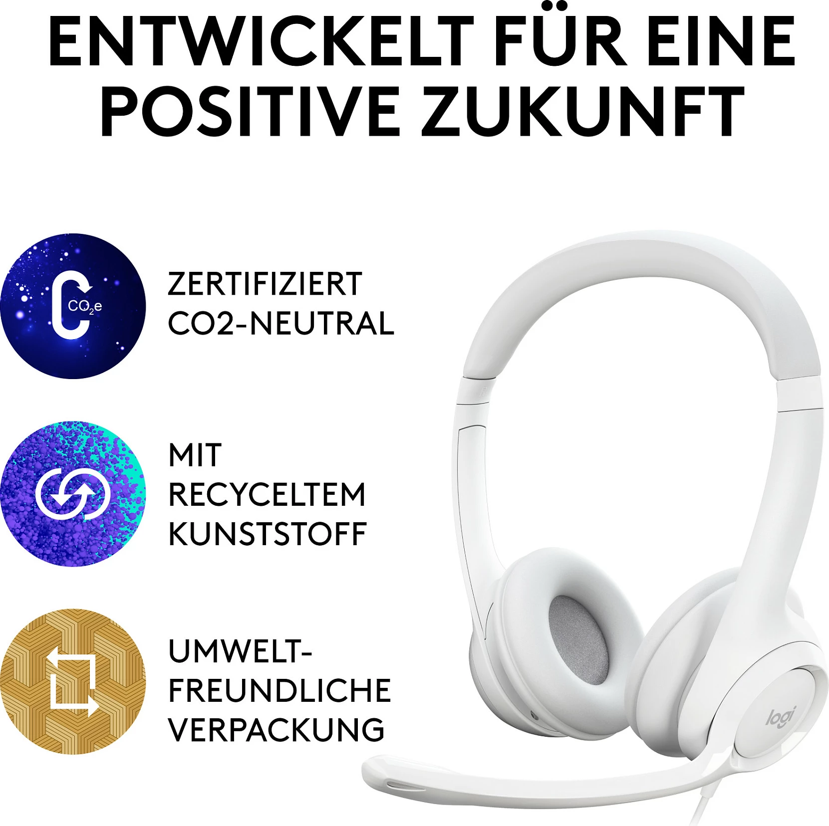 Kufje Logitech H390, USB, Zyrë/Call center, 20 - 20000 Hz, 197 g, Bardhë