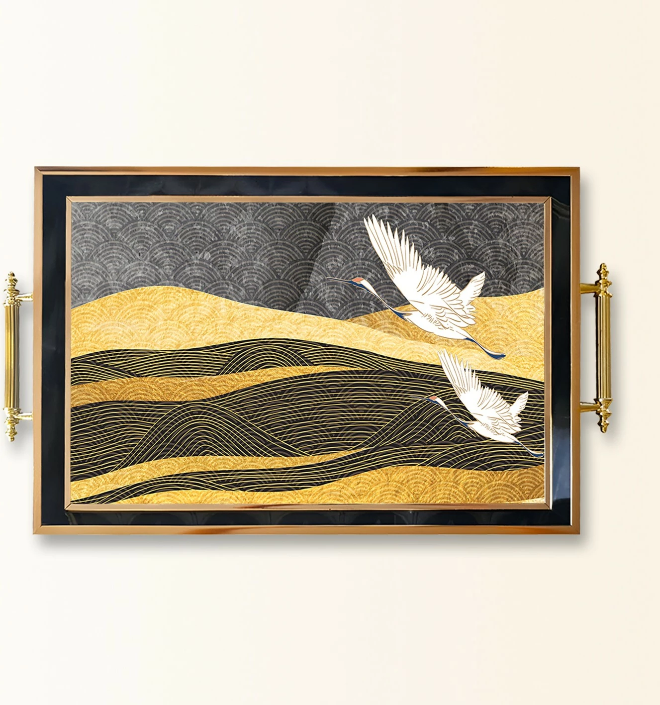 Tabaka prej qelqi, dizajn Aberto, TPA9858, shumëngjyrëshe, 50x29x3.5 cm