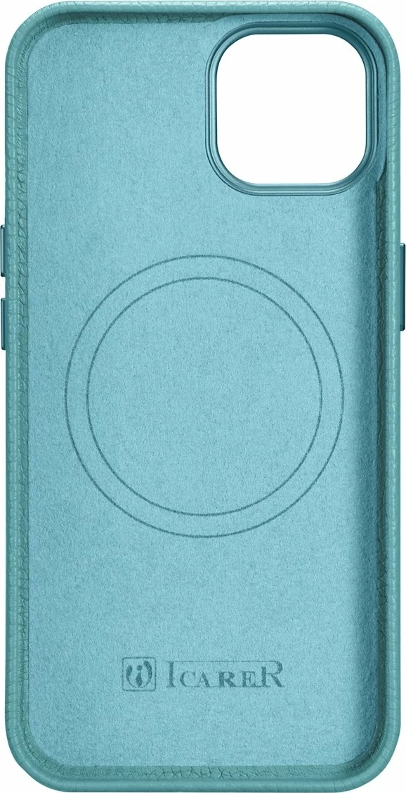 Mbështjellës iCarer Litchi Premium për iPhone 14 Plus me MagSafe, Lëkurë, Gjelbër