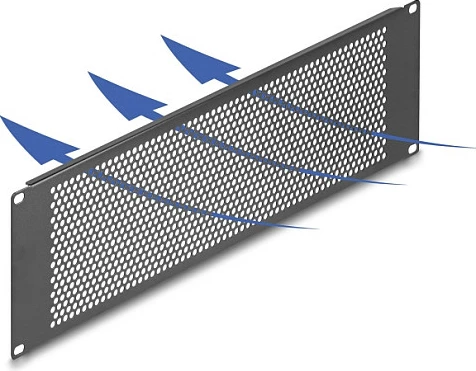 Panel i verbër rack DeLOCK 19", 3U, metal, me vrima ventilimi, i zi