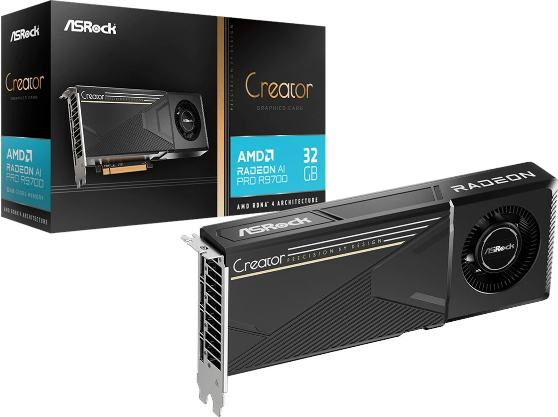 Kartë grafike Asrock Creator R9700 CT 32G, AMD Radeon, 32 GB GDDR6, Gri