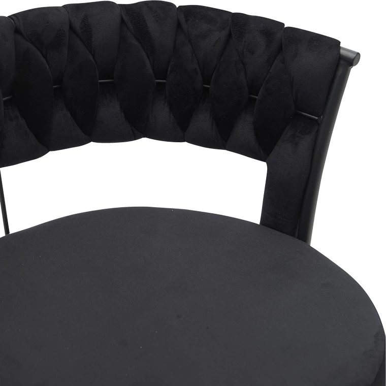 Karrige Alkia në kadife të zezë me këmbë metali të zezë 60x57x68cm