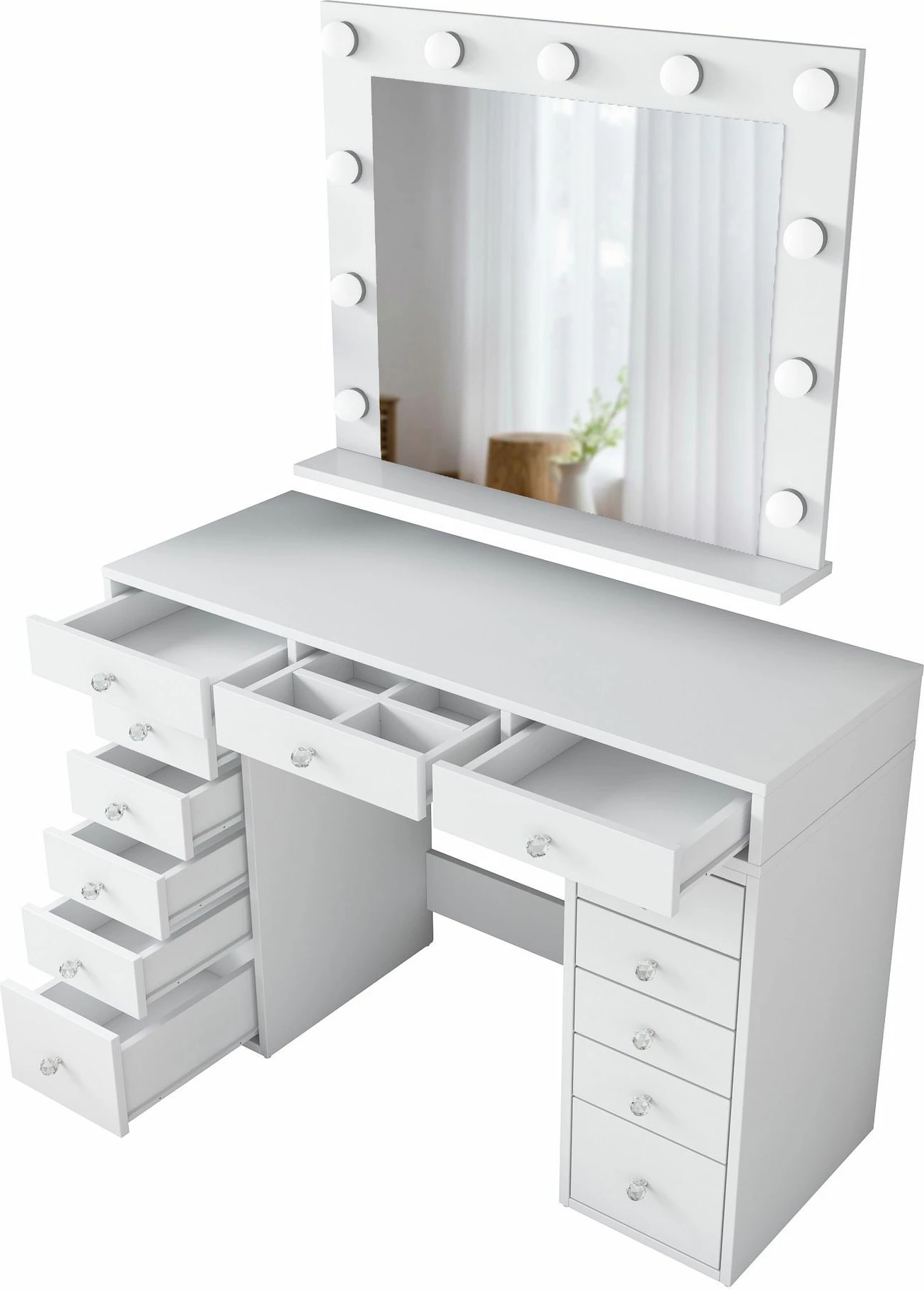 Tavolinë grimi Skye Decor, e bardhë, me pasqyrë të madhe, BJ119 - 2895