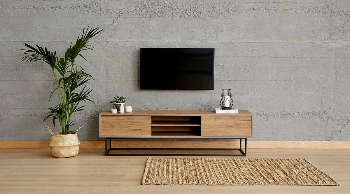 Komodë TV Skye Decor, Laxus 180, ngjyrë arre, e zezë