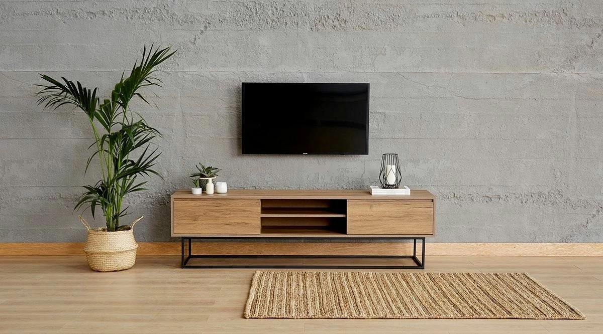 Komodë TV Skye Decor, Laxus 180, ngjyrë arre, e zezë
