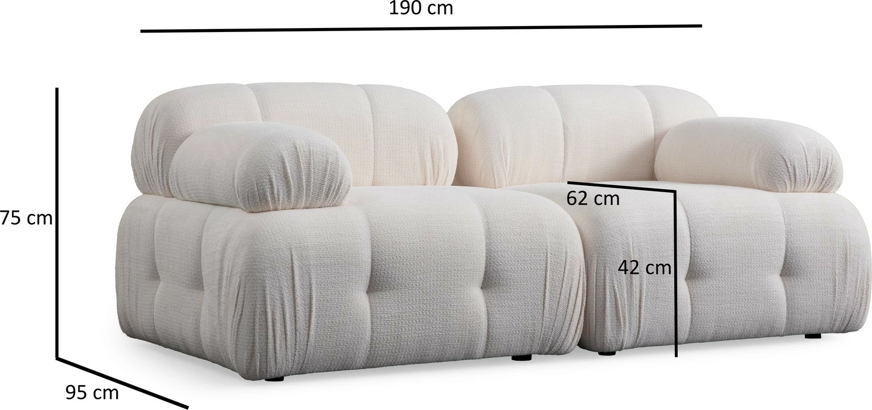Kënd-sofa Atelier del Sofa, Petite 2, e bardhë