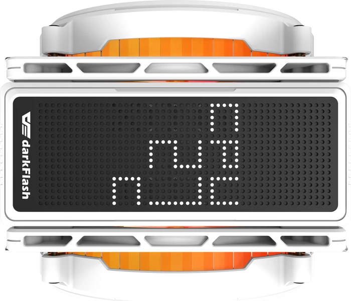 Ftohës procesori aktiv Darkflash E400 PLUS, dy ventilatorë 120 mm, ARGB, ekran temperature, TDP 235 W, i bardhë