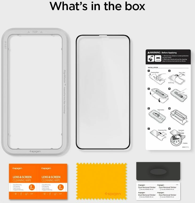 Xham i kalitur mbrojtës Spigen GLAS.tR AlignMaster FC për iPhone 11, Full Cover 0.3mm 9H, i zi, set 1 copë