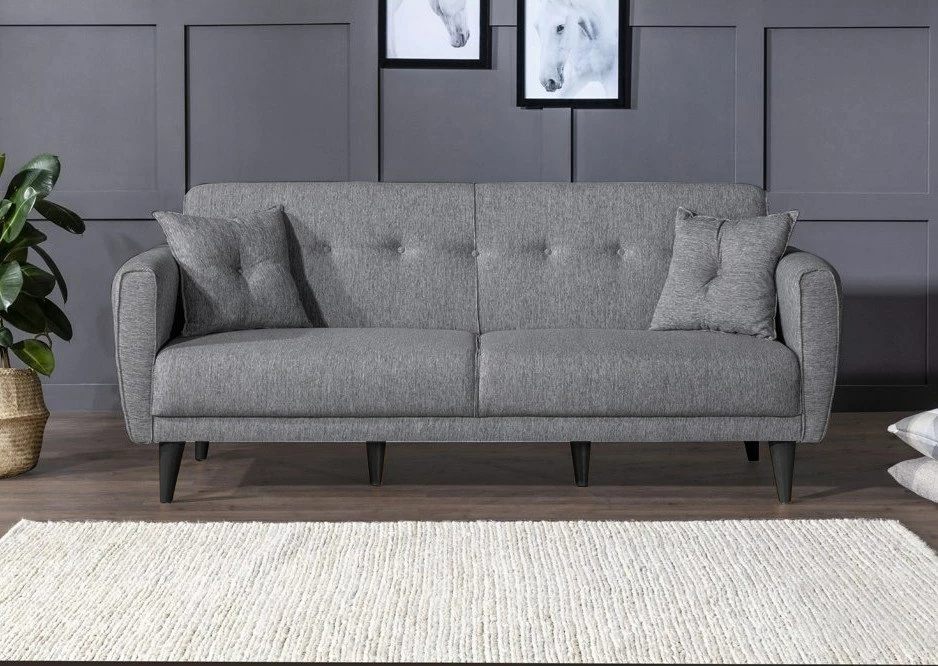 Set divan-krevat me karrige krahu, ngjyrë gri e errët, ARİA-TAKIM4-S 94216